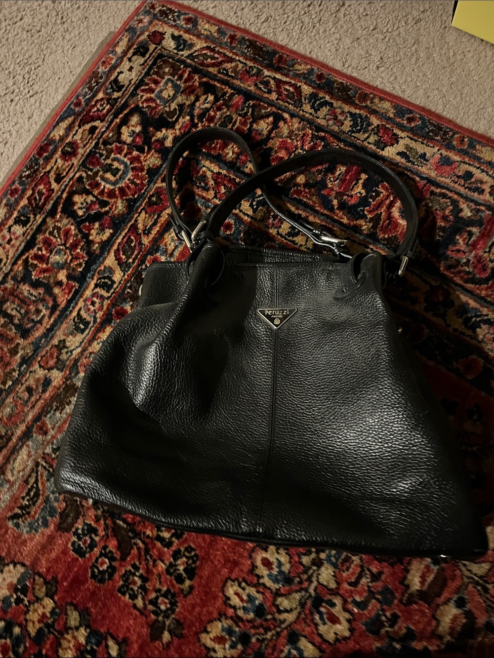 Black Pebbled Leather Shoulder Bag